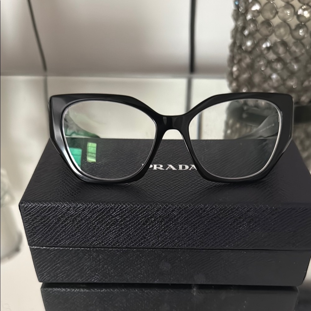 Prada Black Rectangular Glasses - image 1